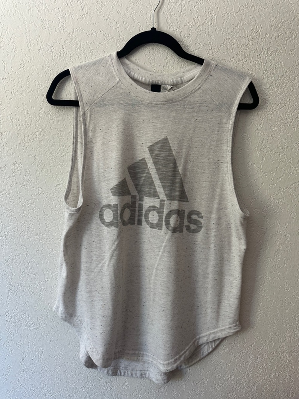 adidas Women's Sleeveless Logo Tank in Heather Light Gray